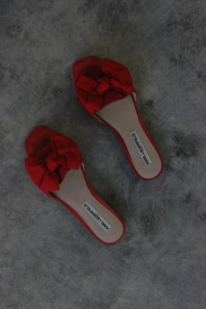 Karl Lagerfeld Suede Bow Slides