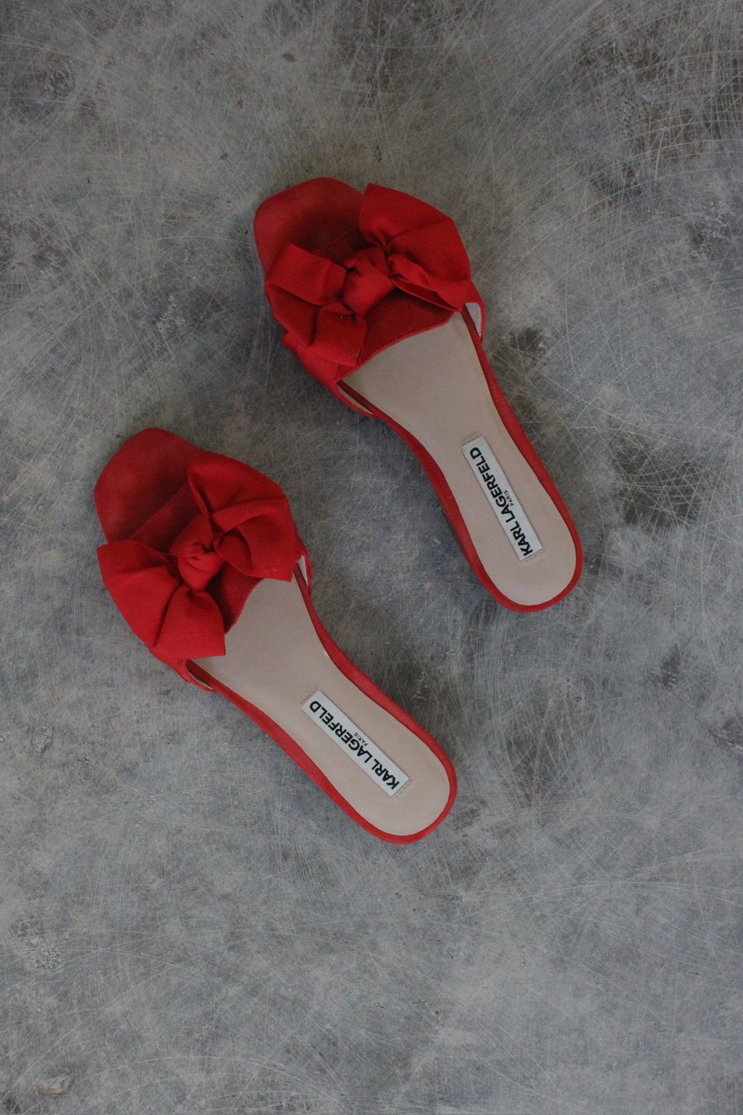 Karl Lagerfeld Suede Bow Slides