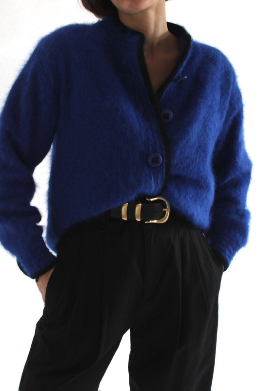 Vibrant Vintage Cobalt Angora Cardigan