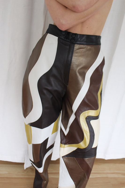 Gorgeous Vintage Patchwork Leather Pants