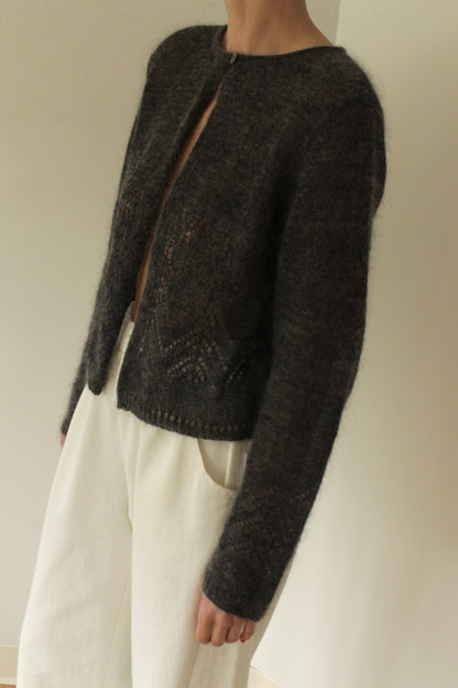 Favorite Charcoal Mohair Eyelet Cardigan