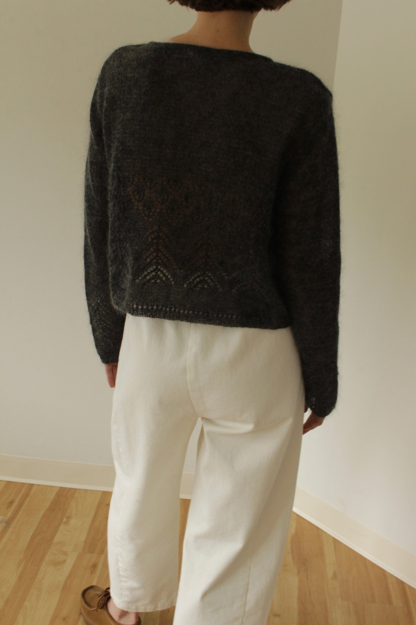 Favorite Charcoal Mohair Eyelet Cardigan