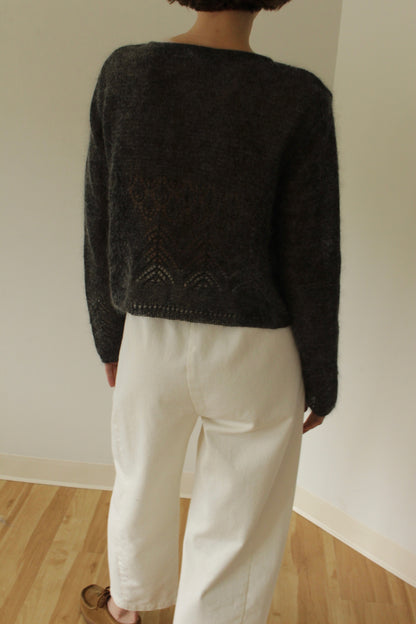Favorite Charcoal Mohair Eyelet Cardigan