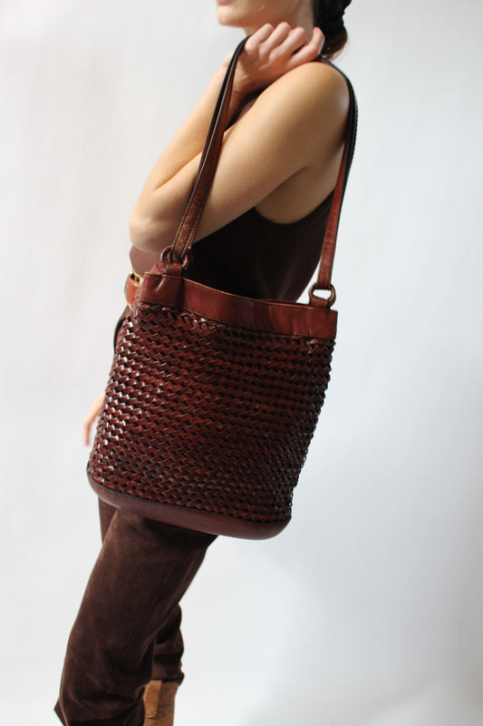 Vintage Etienne Aigner Woven Leather Bag