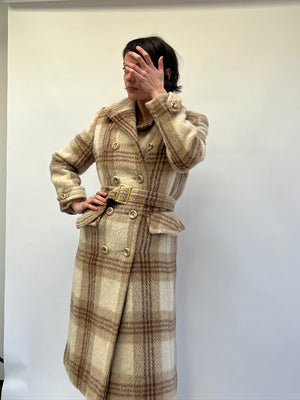 Vintage Pure Mohair Plaid Long Coat