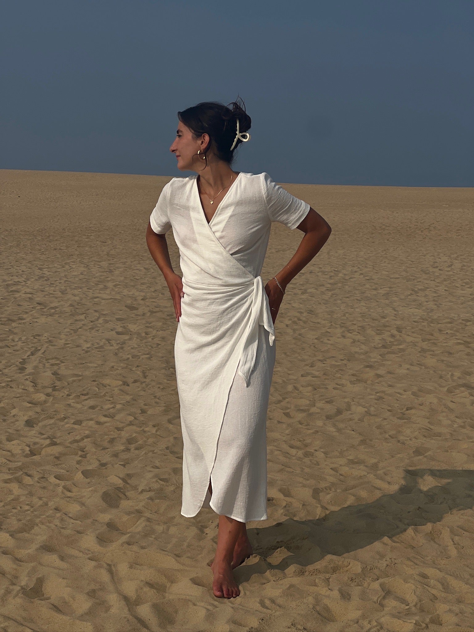 Minka Waffled Cotton Wrap Dress Minka Waffled Cotton Wrap Dress