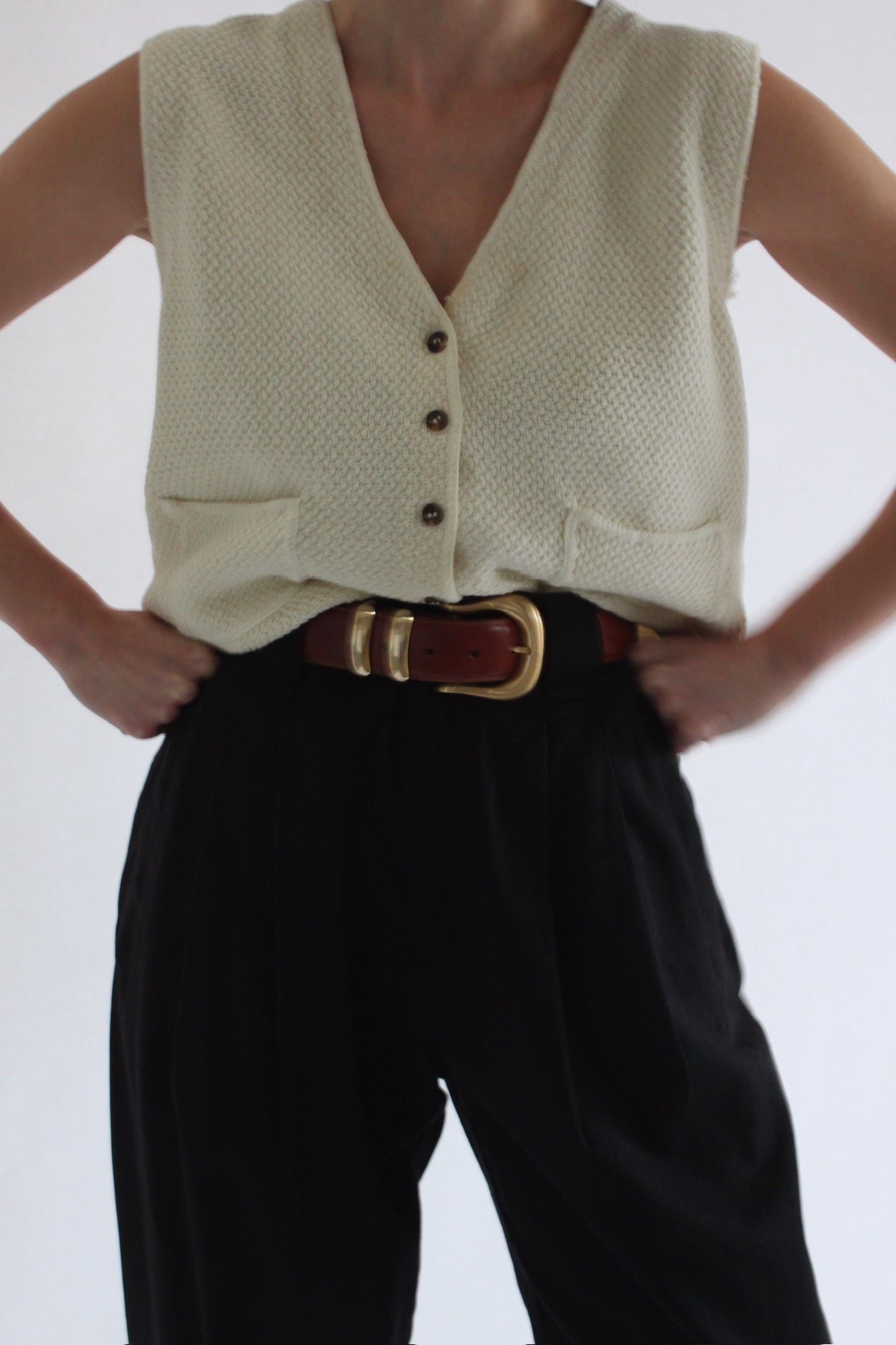 Vintage Boxy Knit Button Vest