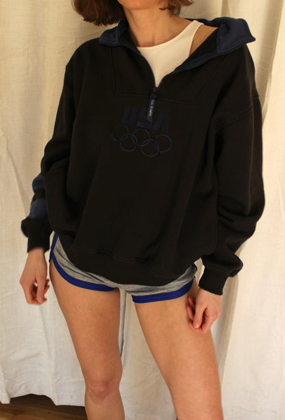 Vintage USA Olympic Embroidered Henley Sweatshirt