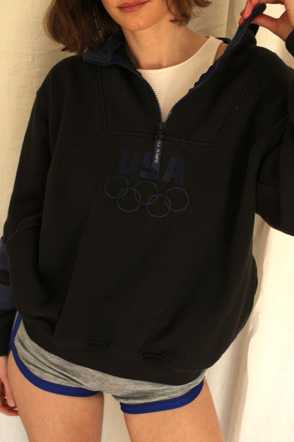 Vintage USA Olympic Embroidered Henley Sweatshirt