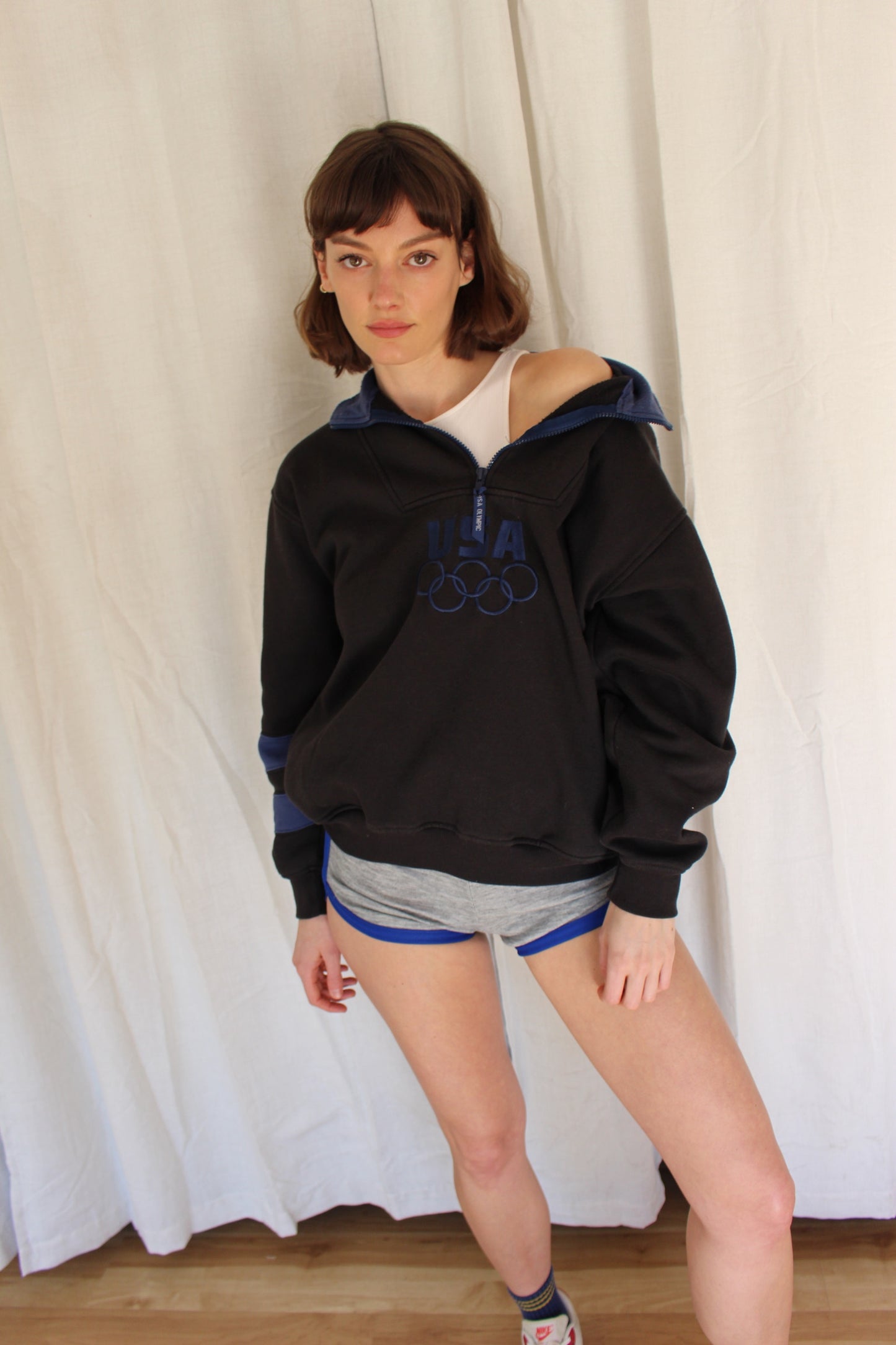 Vintage USA Olympic Embroidered Henley Sweatshirt