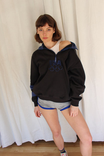 Vintage USA Olympic Embroidered Henley Sweatshirt