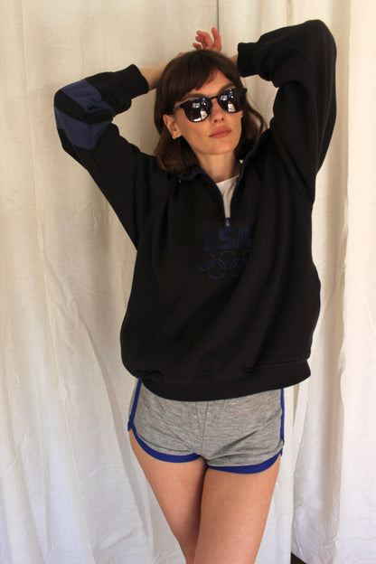 Vintage USA Olympic Embroidered Henley Sweatshirt