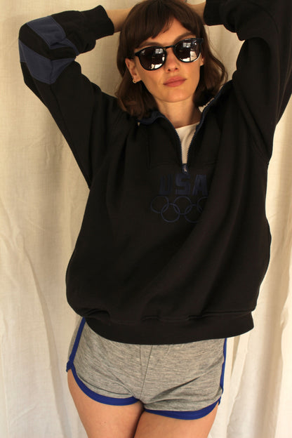 Vintage USA Olympic Embroidered Henley Sweatshirt
