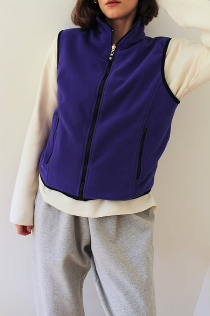 Vintage Indigo Fleece & Silk Reversible Zip Vest