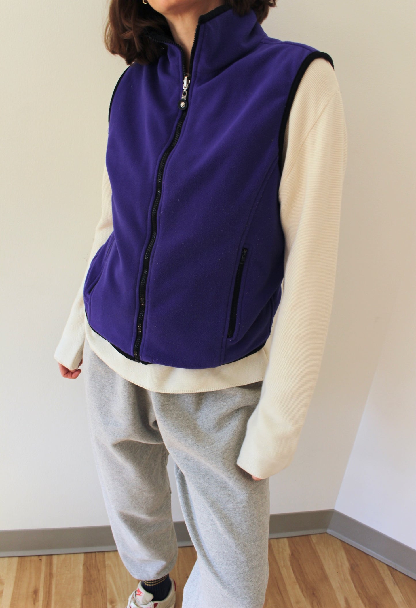 Vintage Indigo Fleece & Silk Reversible Zip Vest