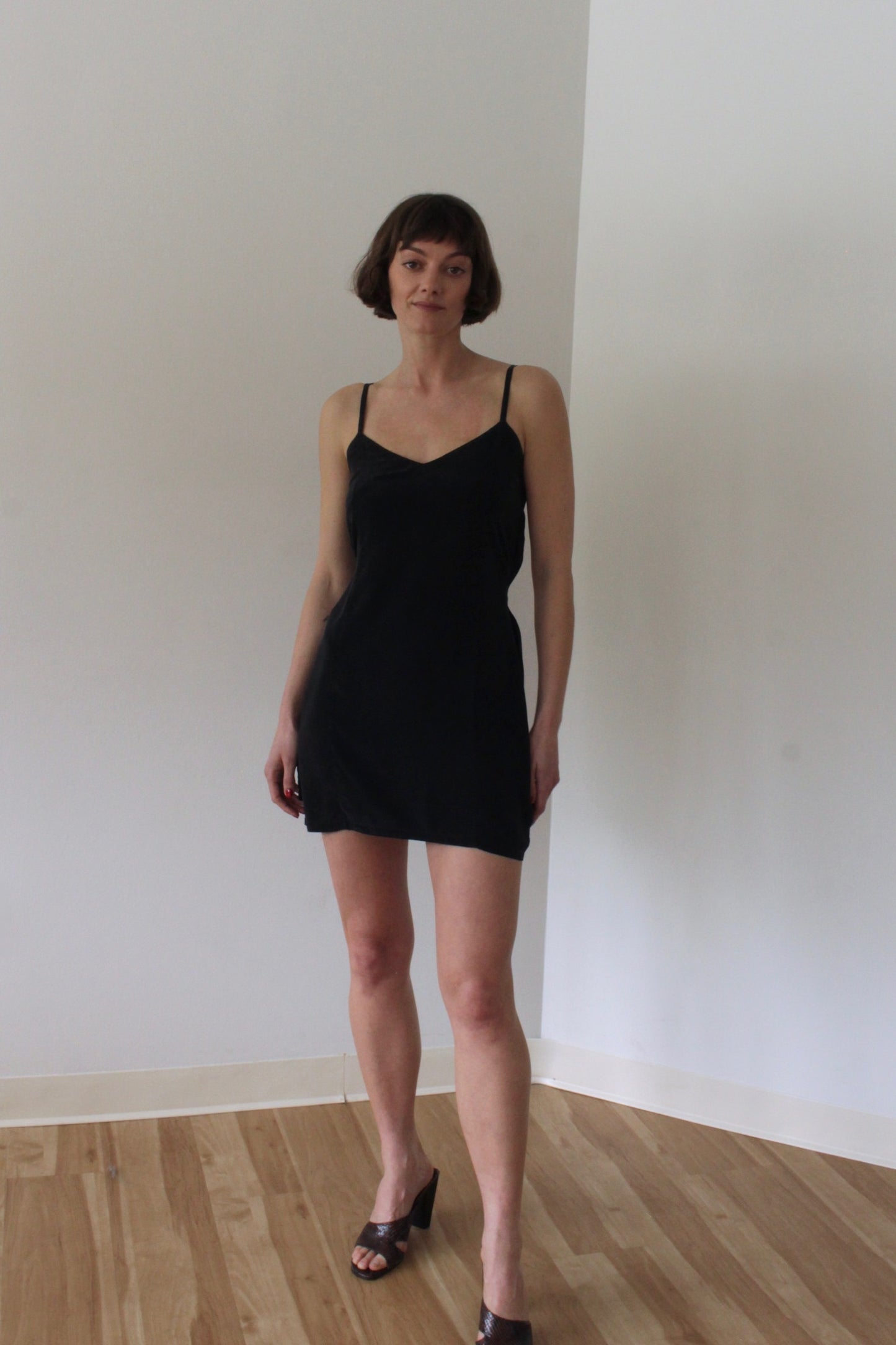 Vintage Onyx Silk Slip Dress