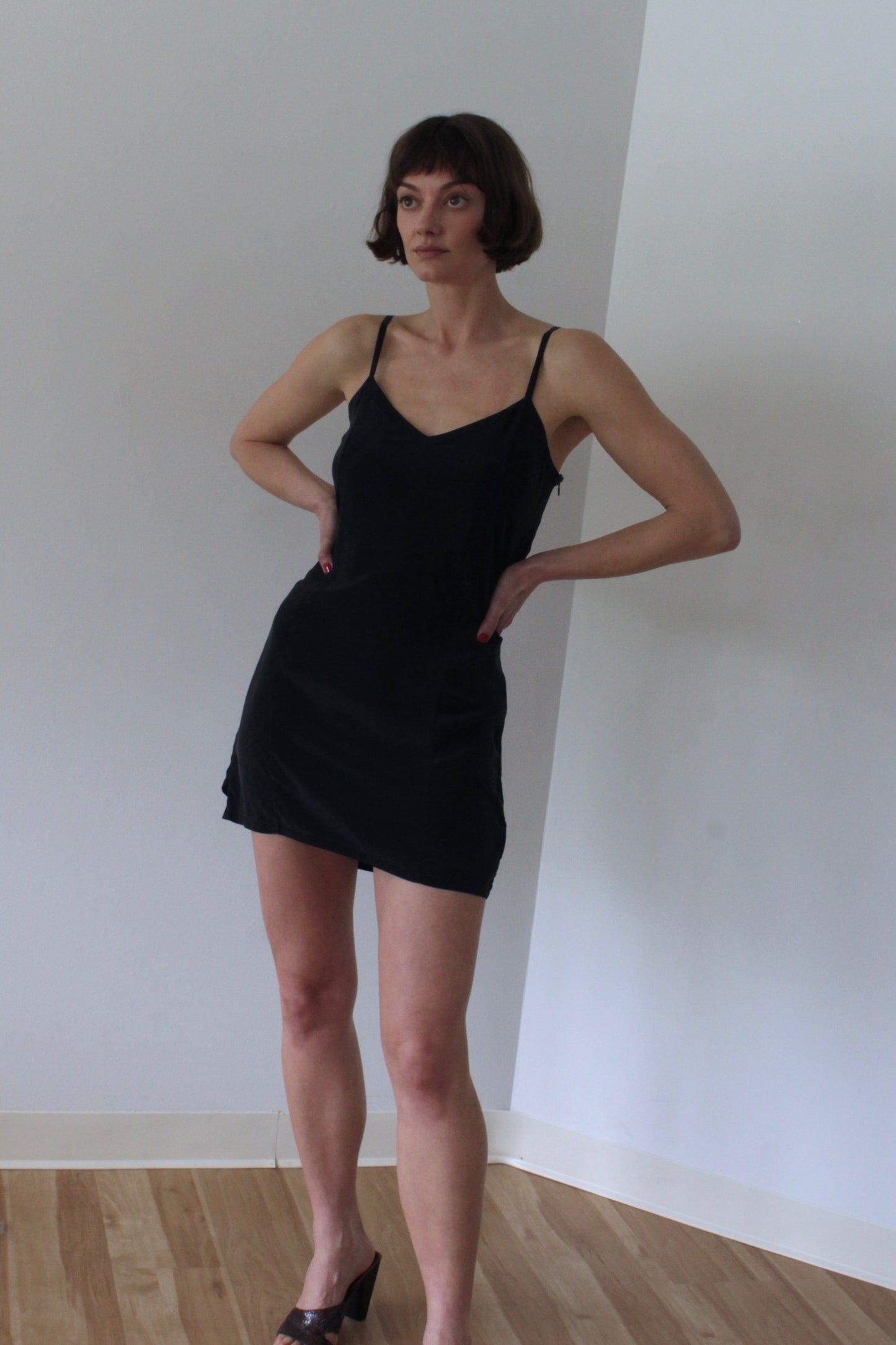 Vintage Onyx Silk Slip Dress