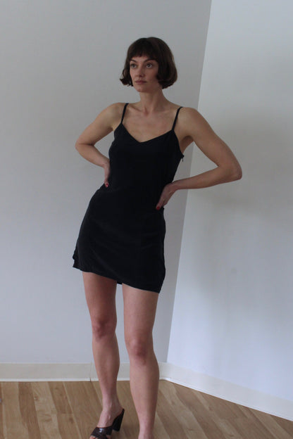 Vintage Onyx Silk Slip Dress
