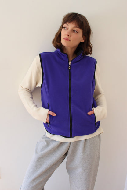 Vintage Indigo Fleece & Silk Reversible Zip Vest
