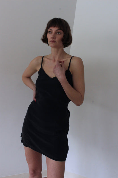 Vintage Onyx Silk Slip Dress