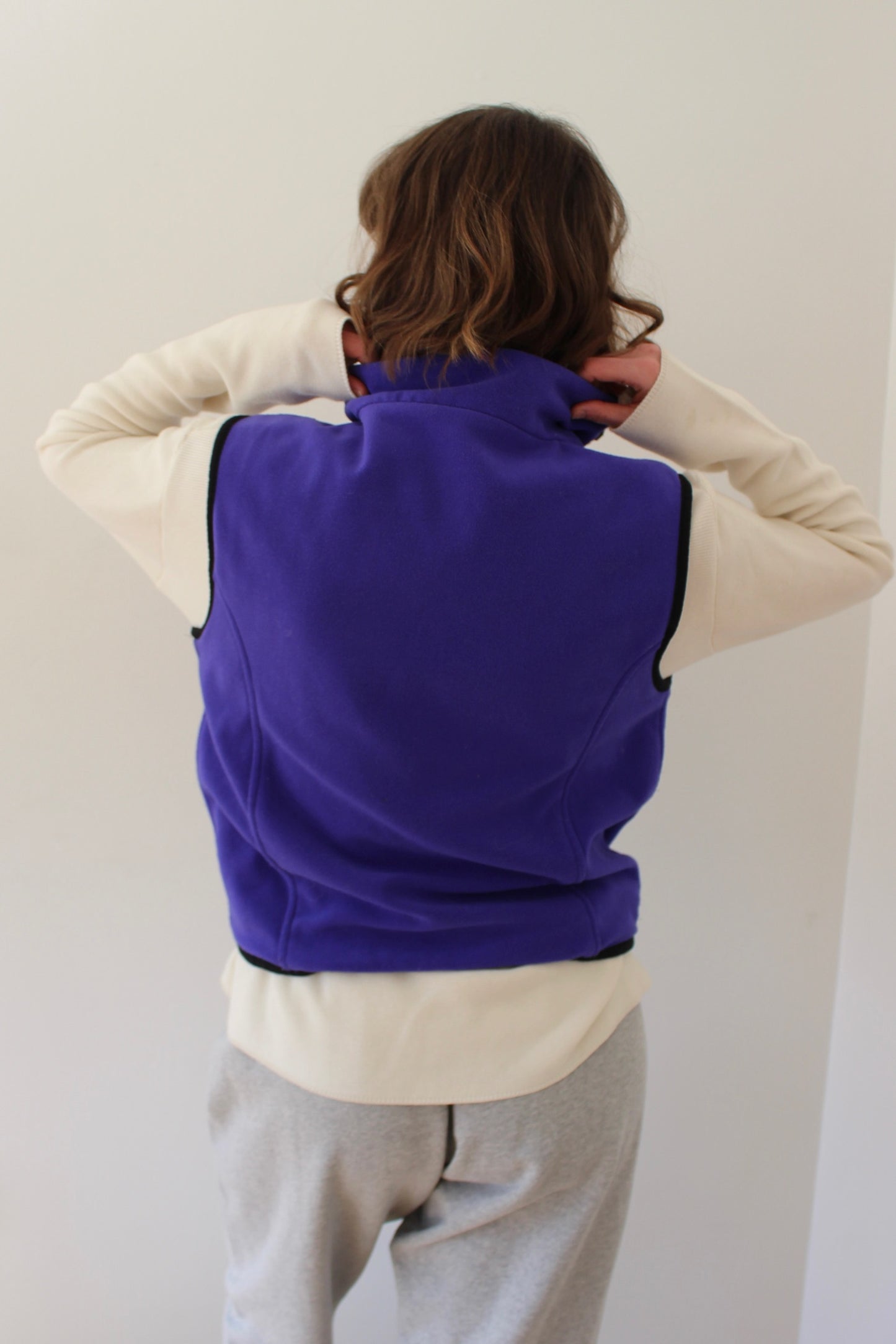 Vintage Indigo Fleece & Silk Reversible Zip Vest