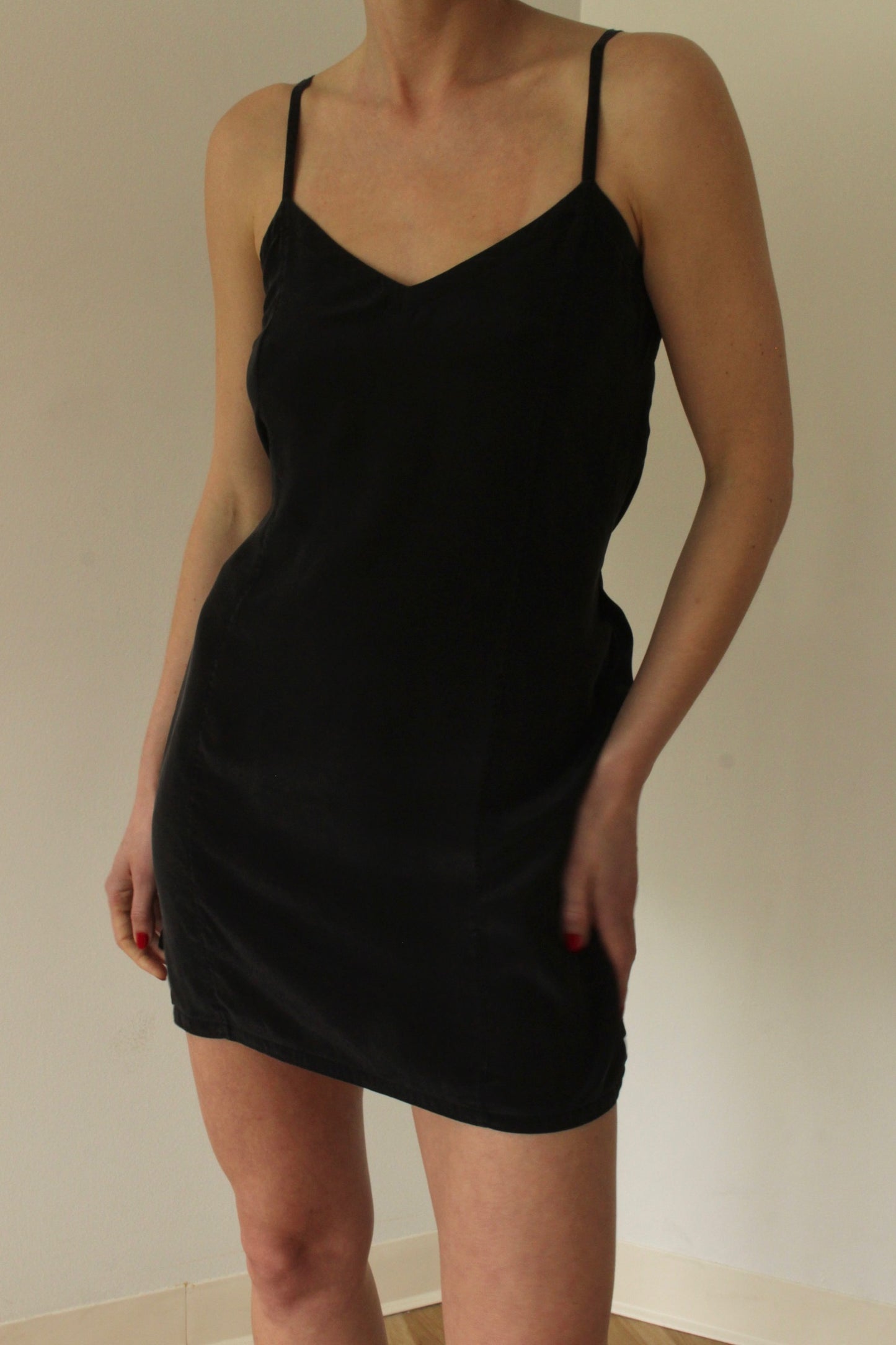 Vintage Onyx Silk Slip Dress