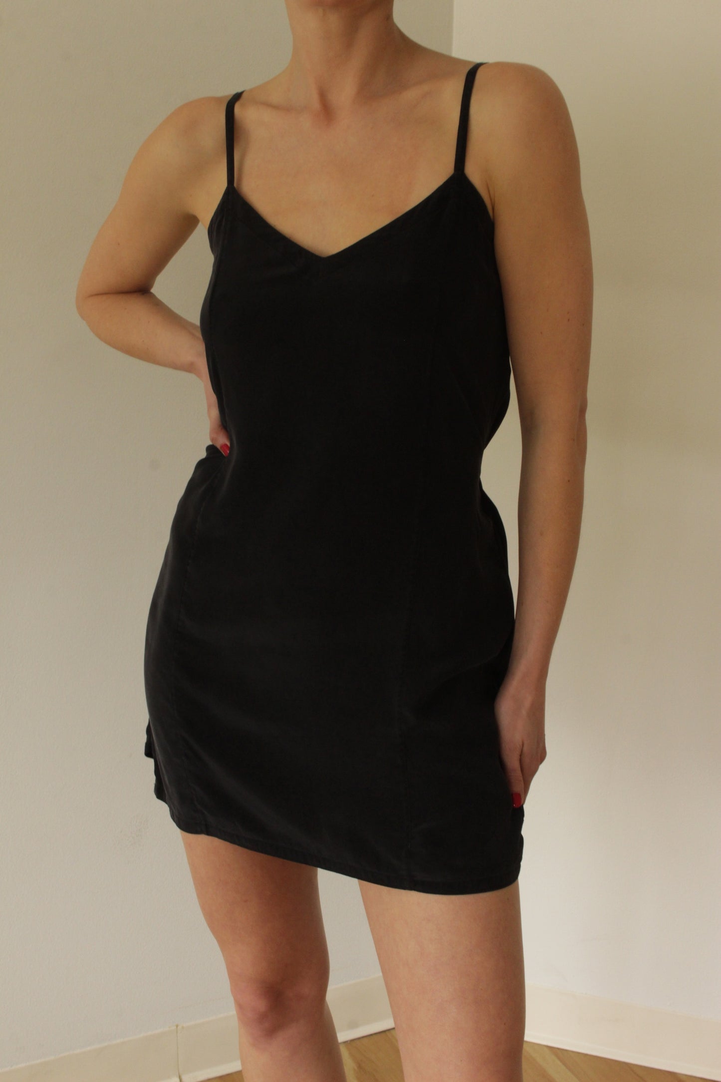 Vintage Onyx Silk Slip Dress