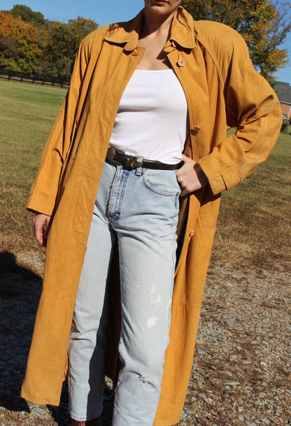 Amazing 90s Camel Suede Long Coat