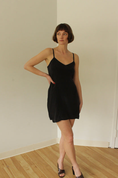 Vintage Onyx Silk Slip Dress