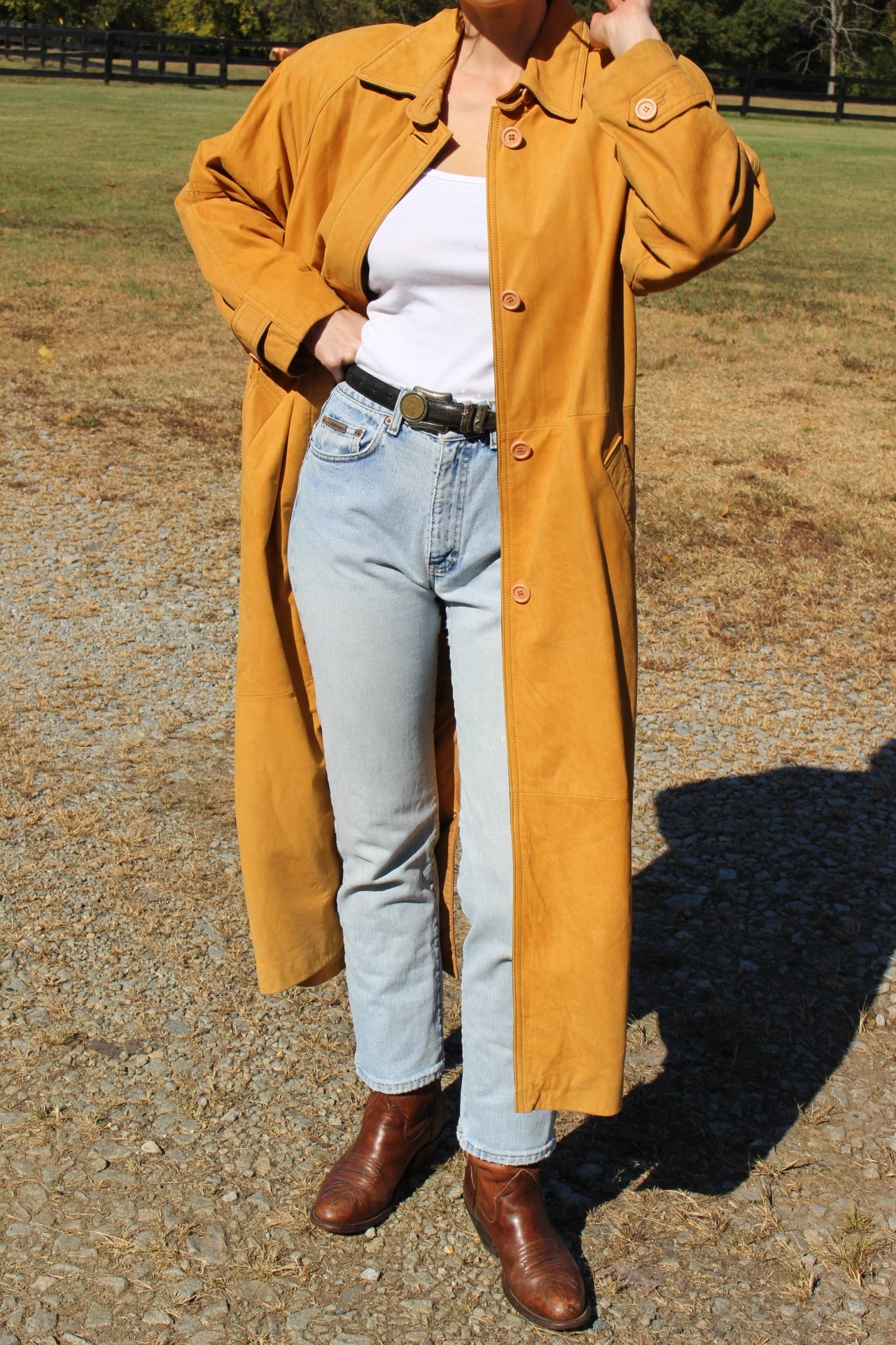 Amazing 90s Camel Suede Long Coat