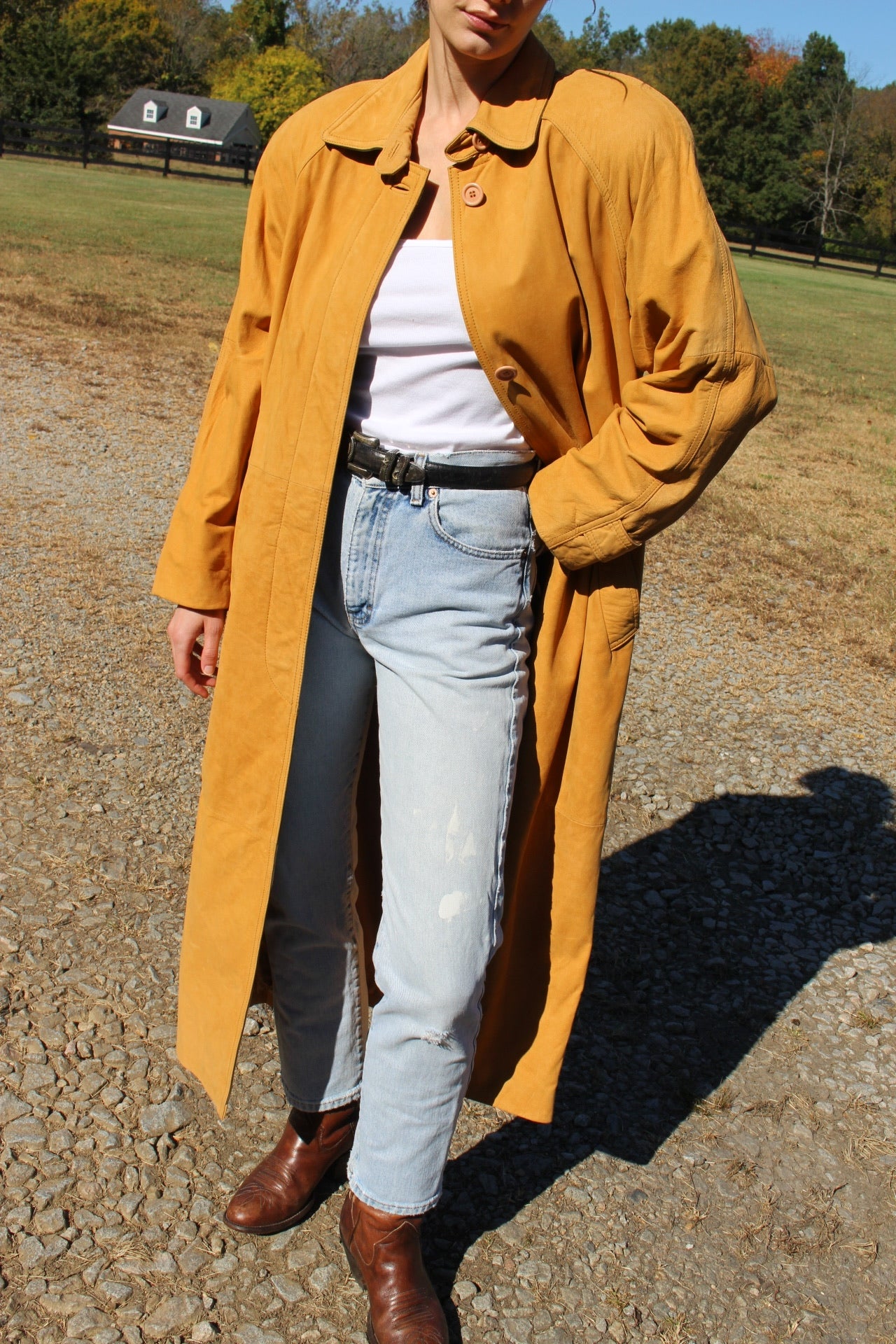 Amazing 90s Camel Suede Long Coat