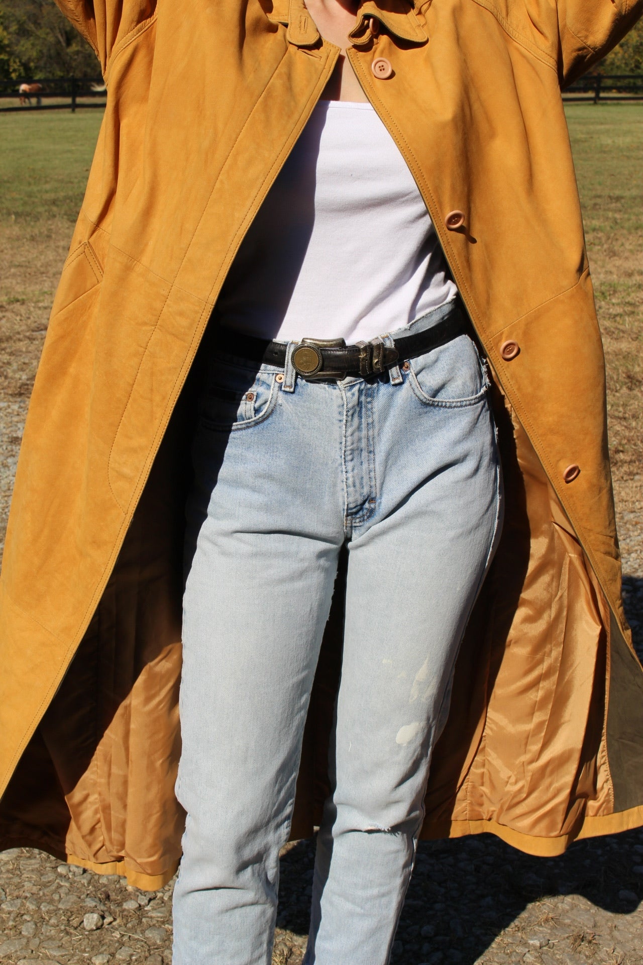 Amazing 90s Camel Suede Long Coat