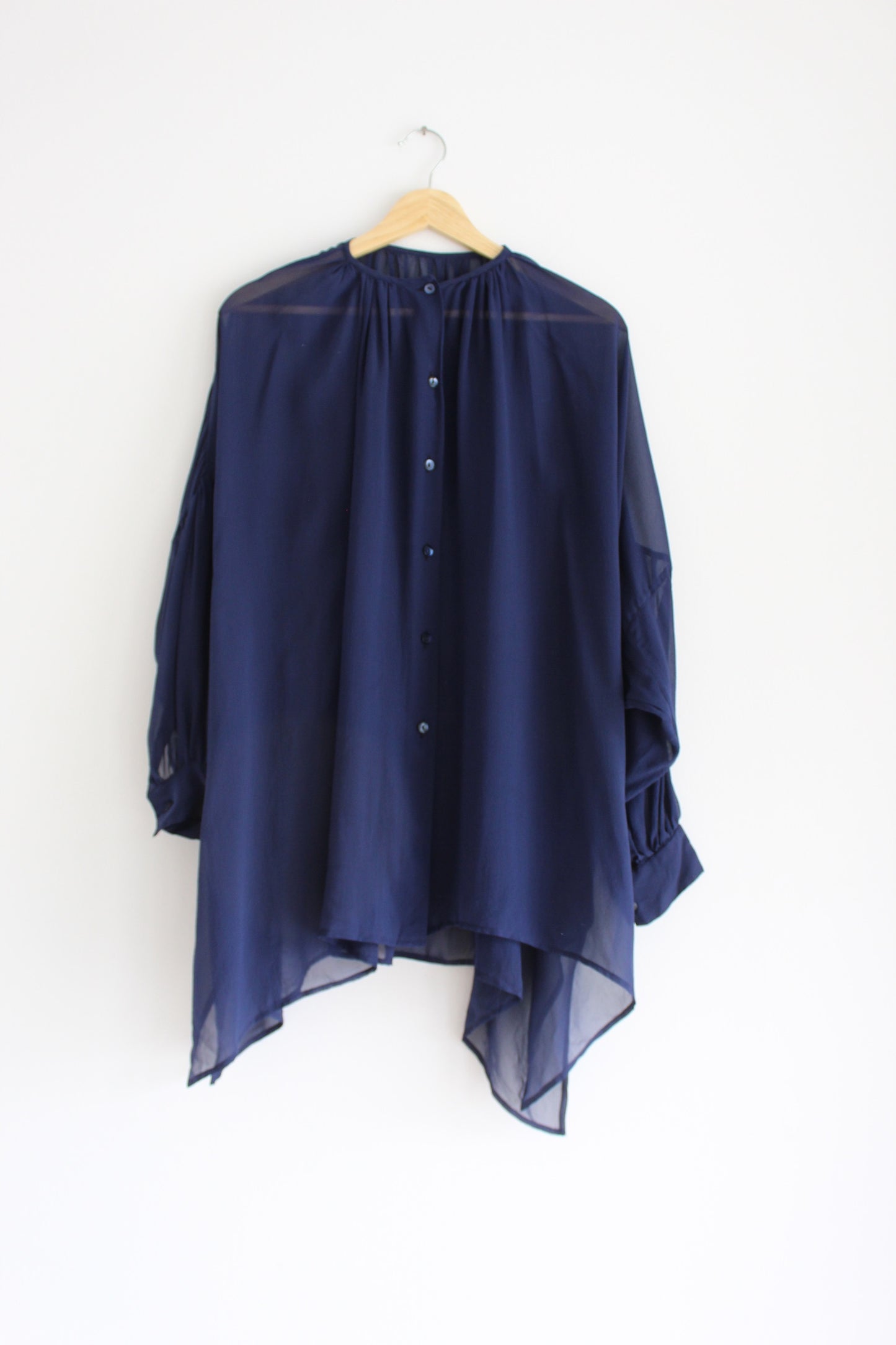 Vintage Midnight Sheer Silk Batwing Blouse