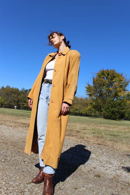 Amazing 90s Camel Suede Long Coat