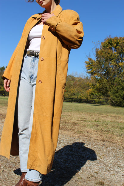 Amazing 90s Camel Suede Long Coat