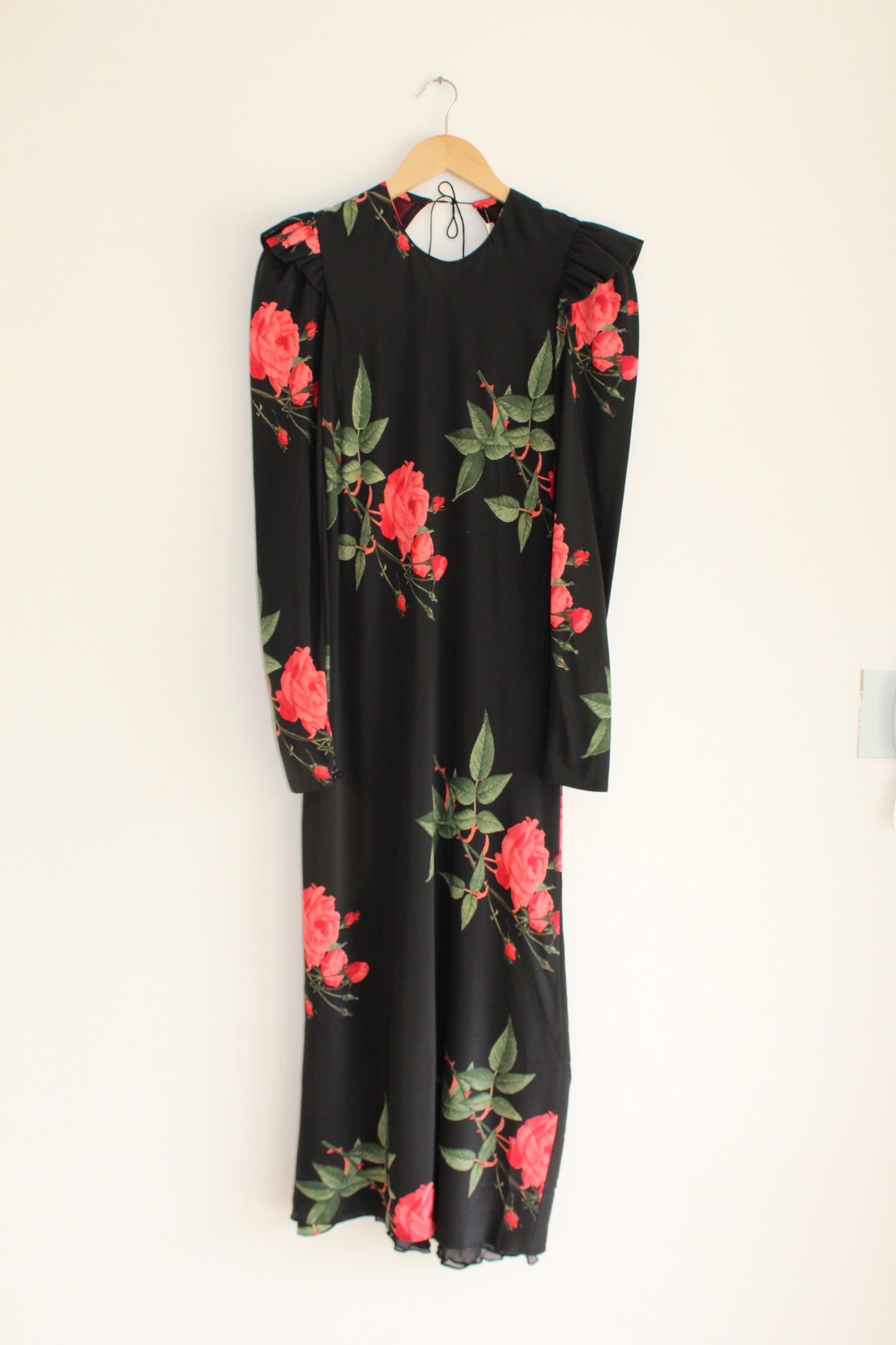 Elegant Vintage Rose Printed Silk Dress