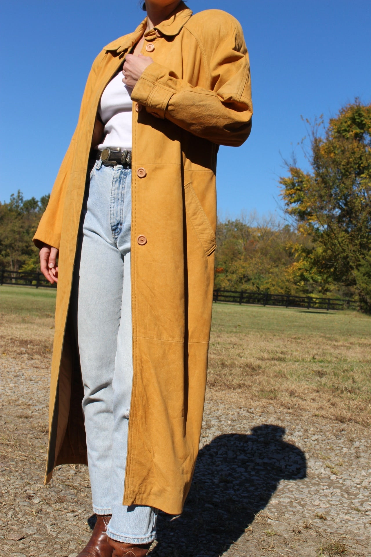 Amazing 90s Camel Suede Long Coat