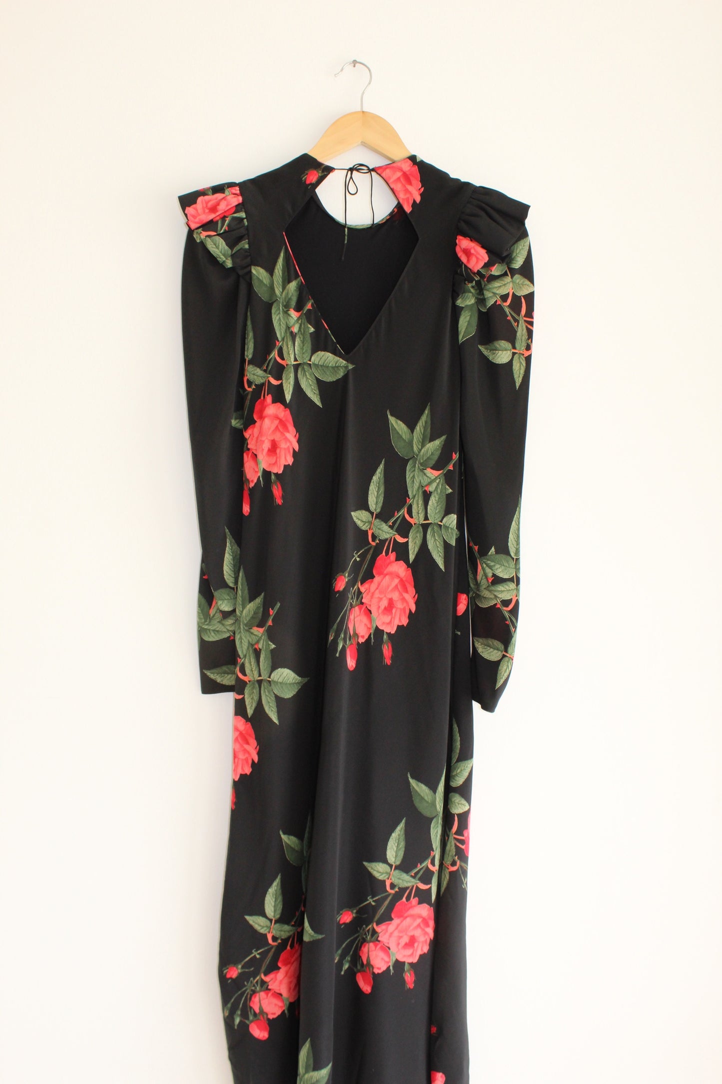 Elegant Vintage Rose Printed Silk Dress