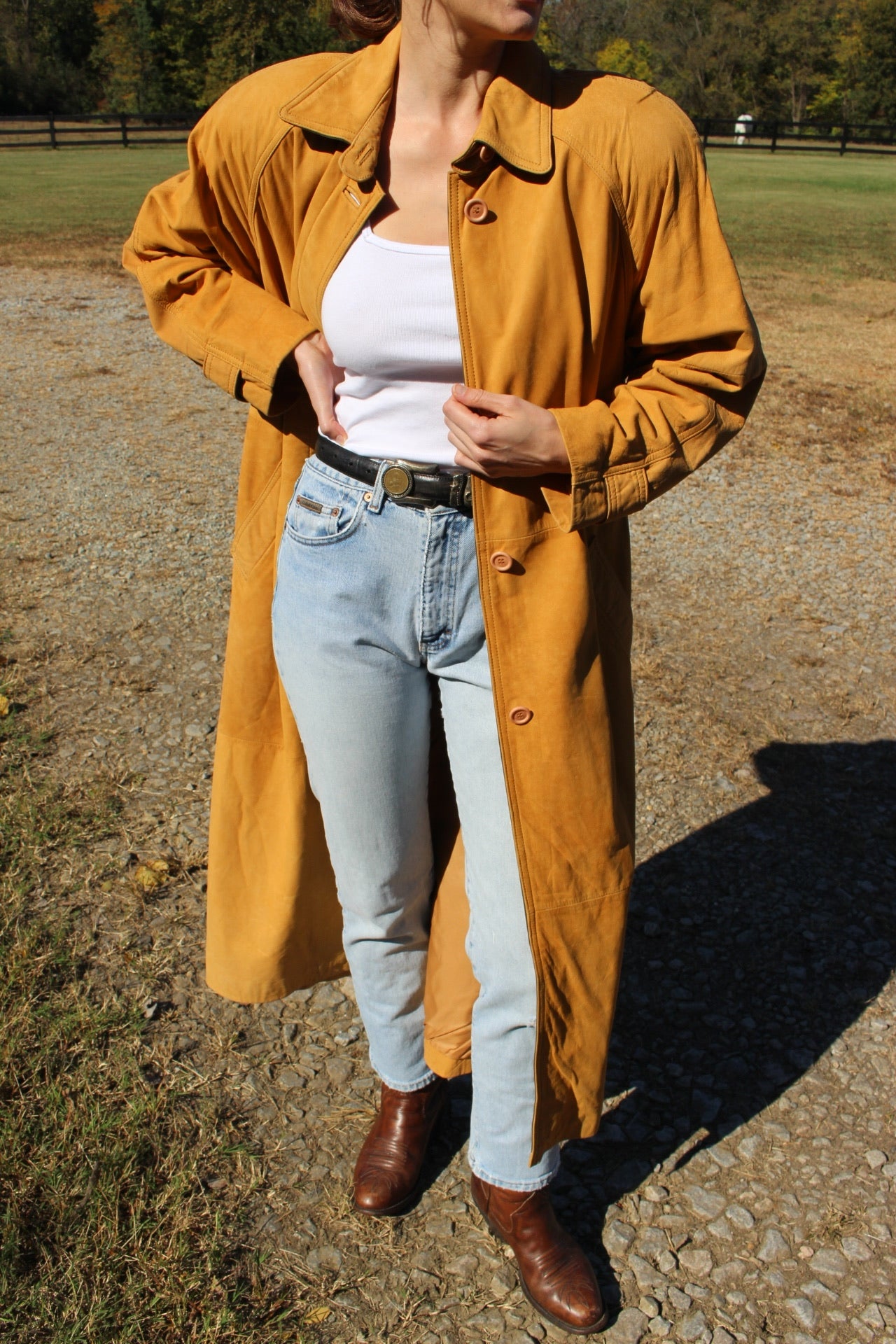 Amazing 90s Camel Suede Long Coat