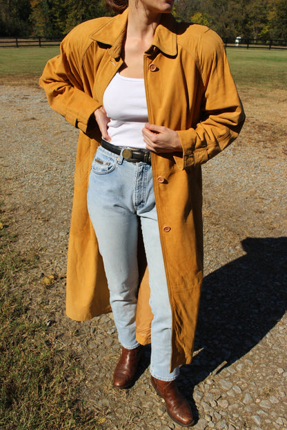 Amazing 90s Camel Suede Long Coat