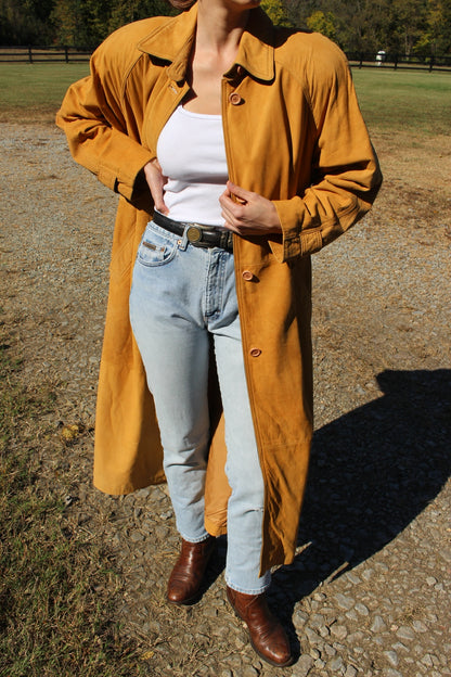 Amazing 90s Camel Suede Long Coat