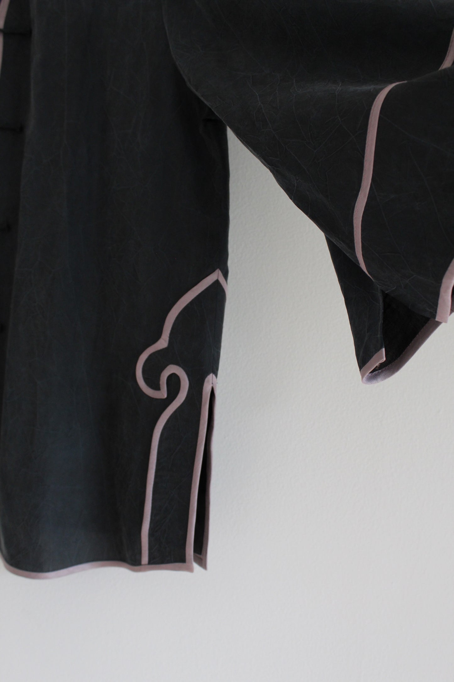 Vintage Smoke & Lavender Accented Silk Blouse