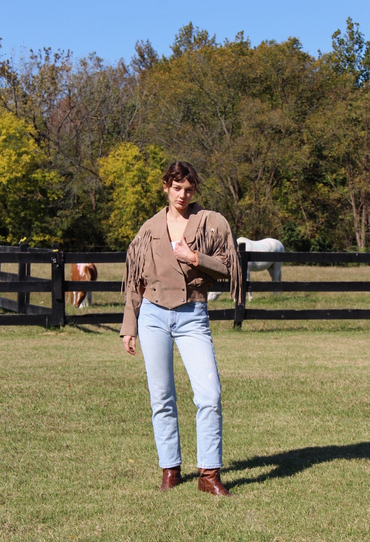 Vintage Amaretto Fringed Suede Jacket