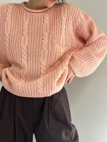 Vintage Cable Knit Pocket Sweater