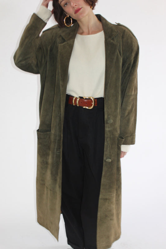 Vintage Ivy Suede Long Coat