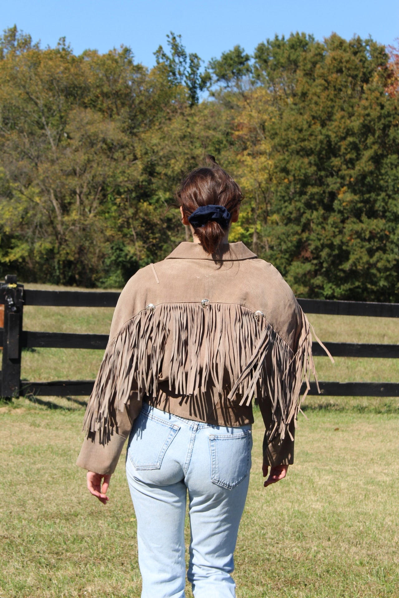 Vintage Amaretto Fringed Suede Jacket