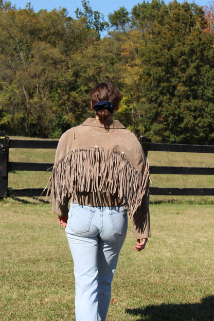 Vintage Amaretto Fringed Suede Jacket