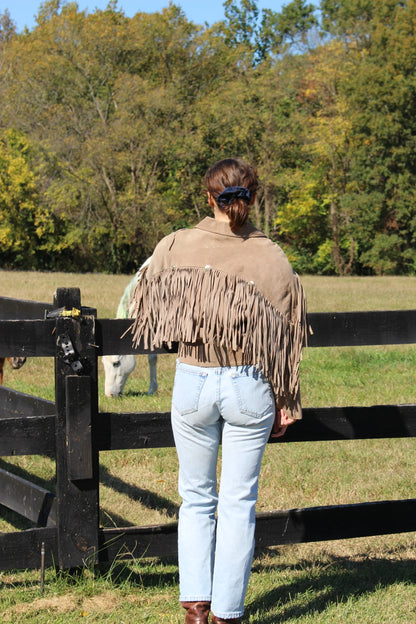 Vintage Amaretto Fringed Suede Jacket