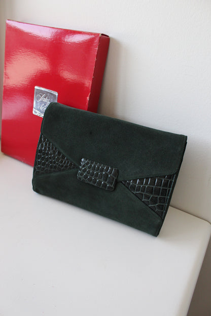 Lovely Vintage Pine Suede Saks Fifth Avenue Clutch