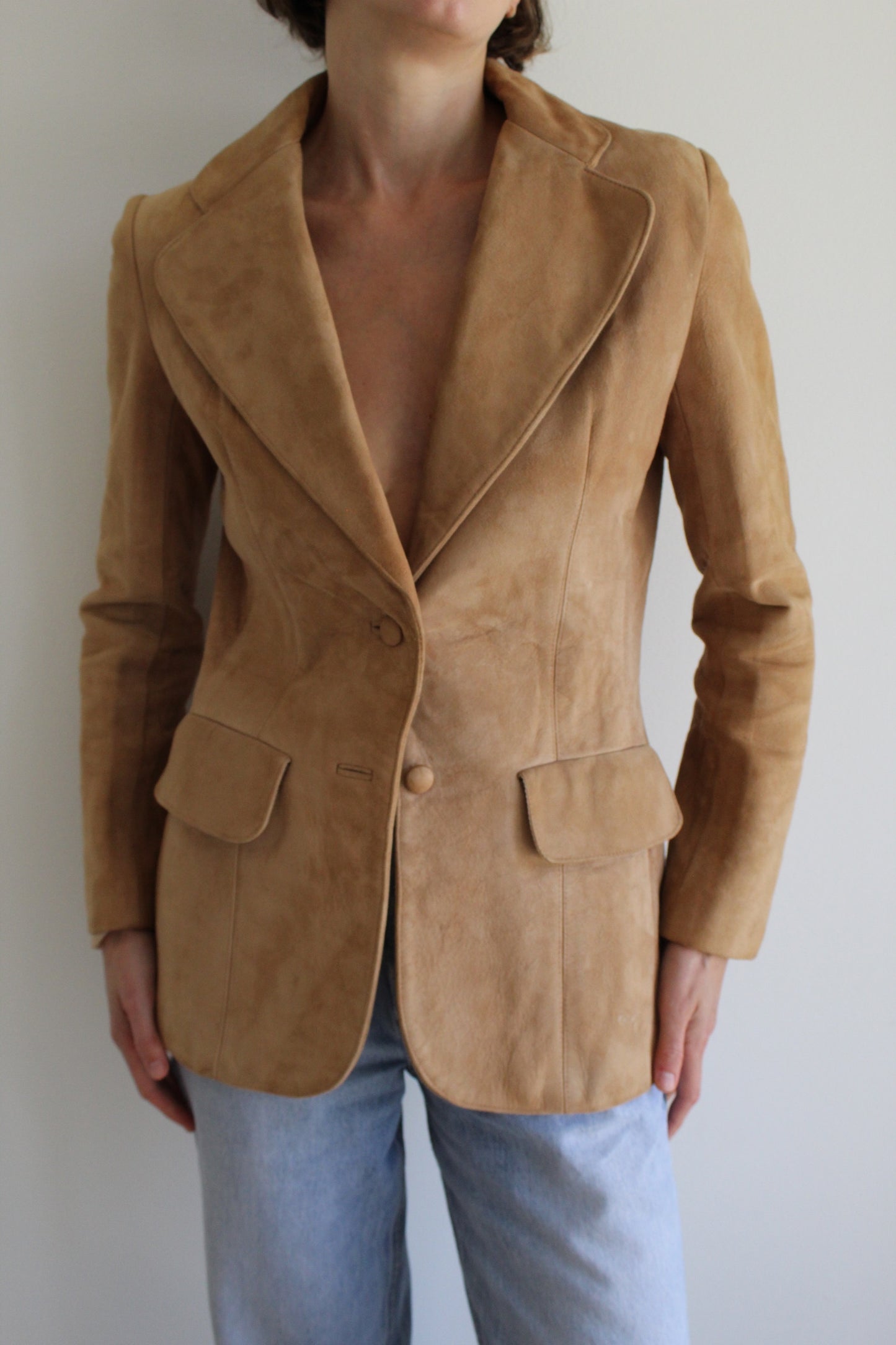 Gorgeous Vintage Camel Suede Blazer Jacket